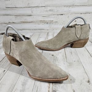 Sigerson Morrison Taupe Suede Leather Pointed Toe Booties